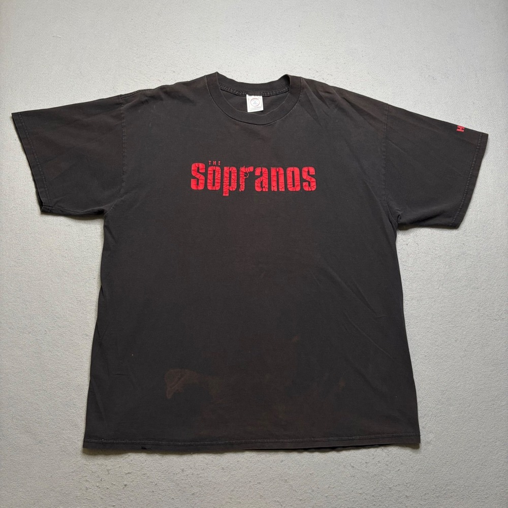 Delta The Sopranos T-Shirt Mens XL Black Vintage 90s HBO Graphic Distressed Tee